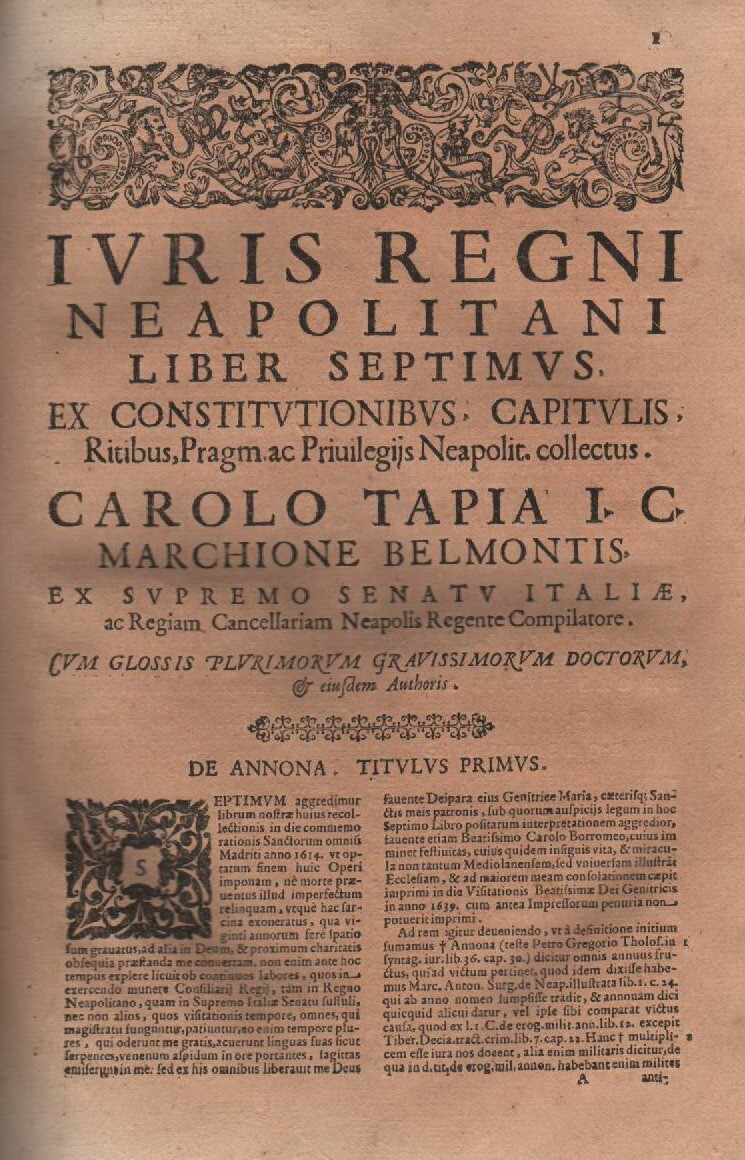 Campania, Giuridica: Prammatiche Napoletane, Tapia, Edizione 1643, Legatura In Pergamena