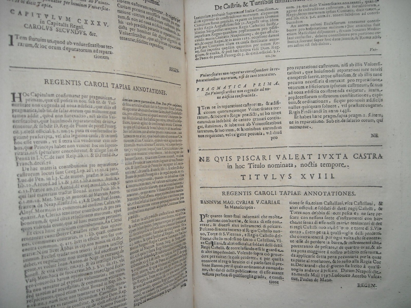 Campania, Giuridica: Prammatiche Napoletane, Tapia, Edizione 1643, Legatura In Pergamena