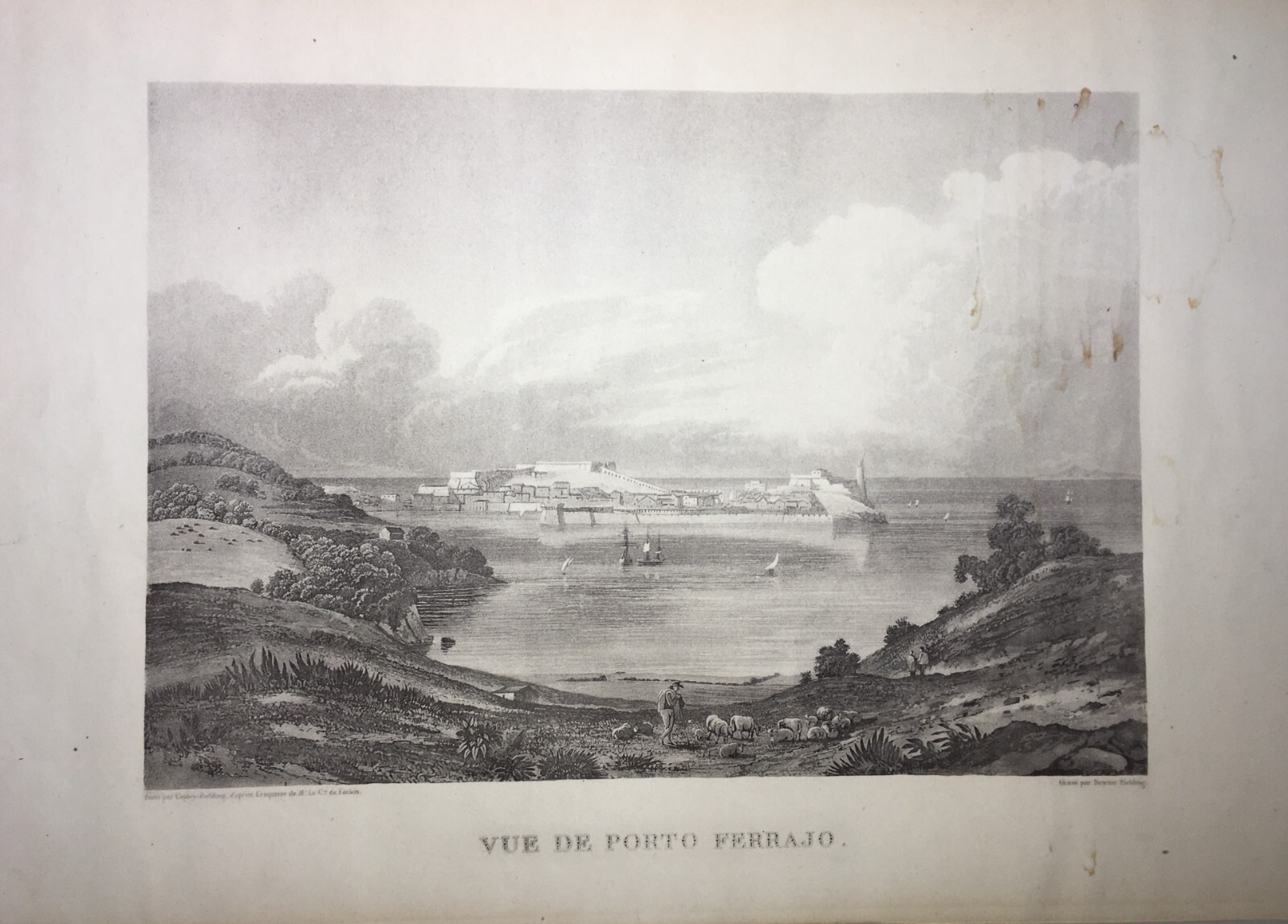 Isola d'Elba, Portoferraio: Ampia Veduta Panoramica. Stampa Decorativa (Fielding)