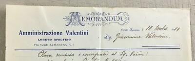 Abruzzo, Loreto Aprutino: Stampa Pubblicitaria Valentini Vendita Olive, 1909