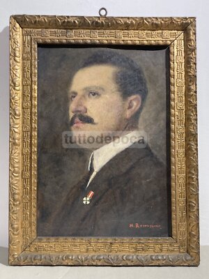 Michele Romano (1842 1936), Ritratto Di Gentiluomo Pugliese, Olio Su Cartone