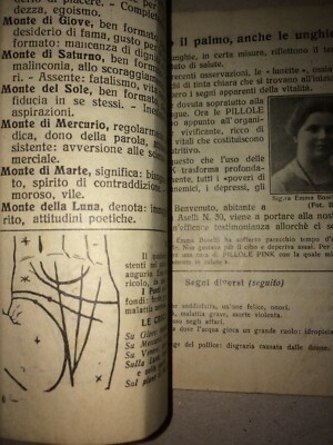 Chiromanzia, Lettura Della Mano, Medicina, Farmacia, Pillole Pink, Pubblicitario, 1934