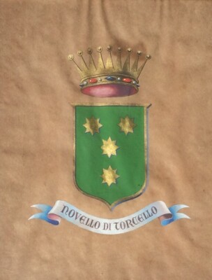 Arte Araldica. Stemma Nobiliare Con Scudo Verde E Stelle Dei Novello Di Torcello