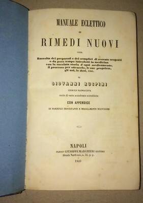 Manuale Eclettico Di Rimedi Nuovi   Giovanni Ruspini (1860)