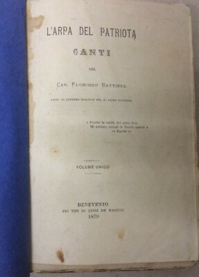Civitanova Del Sannio. Florindo Battista, Componimenti Vari. Antica Edizione, 1879