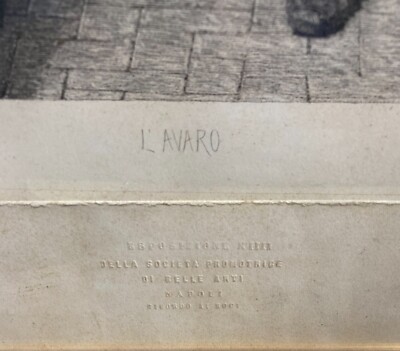 Antonio Piccinni: L'Avaro. Incisione Originale, 1878.