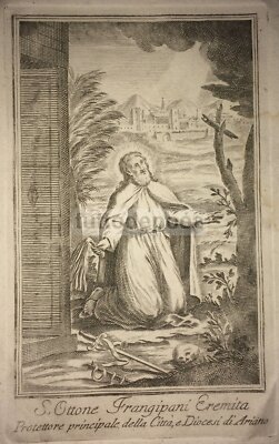 S. Ottone Frangipane Eremita Protettore Di Ariano Irpino. Stampa Popolare Devozionale, XIX Secolo