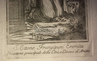 S. Ottone Frangipane Eremita Protettore Di Ariano Irpino. Stampa Popolare Devozionale, XIX Secolo