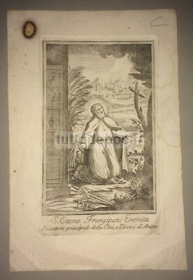 S. Ottone Frangipane Eremita Protettore Di Ariano Irpino. Stampa Popolare Devozionale, XIX Secolo