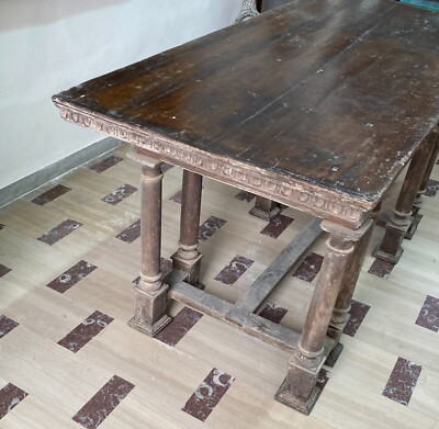 Tavolo Scrittoio Antico Da Restaurare Con Cassetto E Gambe Tornite