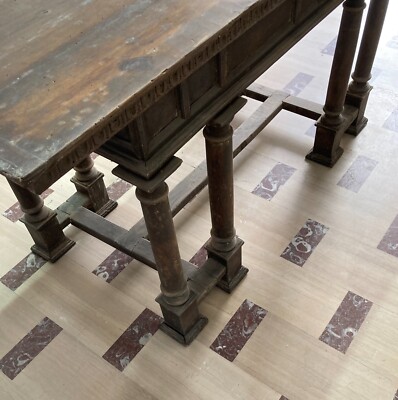 Tavolo Scrittoio Antico Da Restaurare Con Cassetto E Gambe Tornite