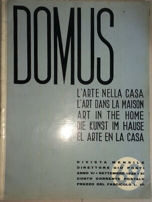 Domus, Settembre 1933. Architettura, Arredamento, Design. Direttore Gio Ponti.