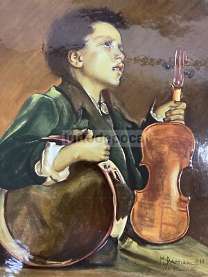 Arte: Mancini "Il Piccolo Savoiardo", Musica, Ceramica Ascolana, Artista Damiani, F.A.M.A. 1958