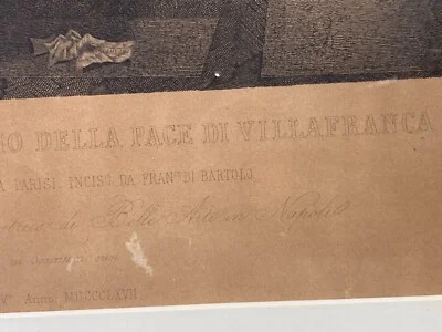 Veneto, Pace di Villafranca, Incisione di Francesco di Bartolo e Nicola Parisi, 1867