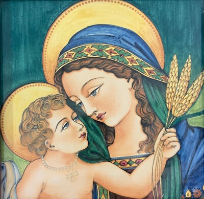 Arte Popolare Devozionale: Madonna Del Grano, Ceramica Policroma, Deruta, Grazia