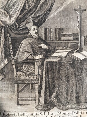 Gesuiti Celebri: Roberto Bellarmino, Montepulciano. Antica Incisione Da Collezione Del XVII Secolo