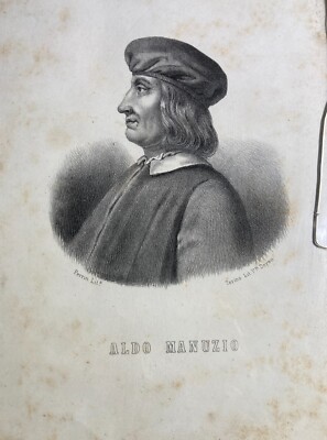 Antico Ritratto Di Aldo Manuzio   Arte Della Stampa   Litografia Perrin Doyen, Torino