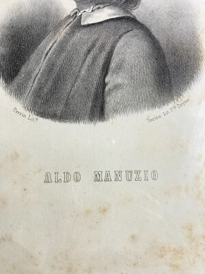 Antico Ritratto Di Aldo Manuzio   Arte Della Stampa   Litografia Perrin Doyen, Torino