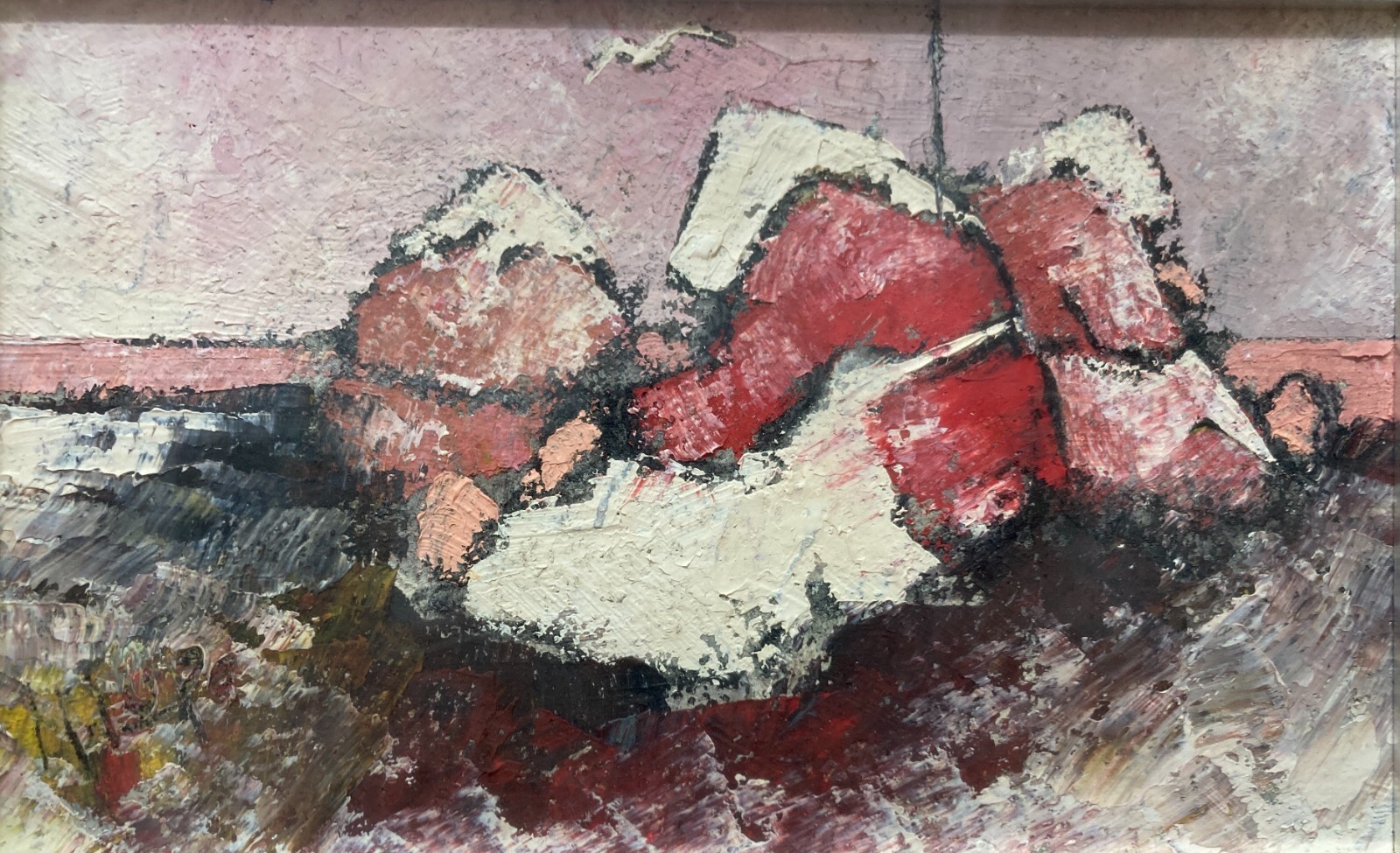 Mario Lupo, Donne In Attesa (1970)   Pittura A Olio Su Tela