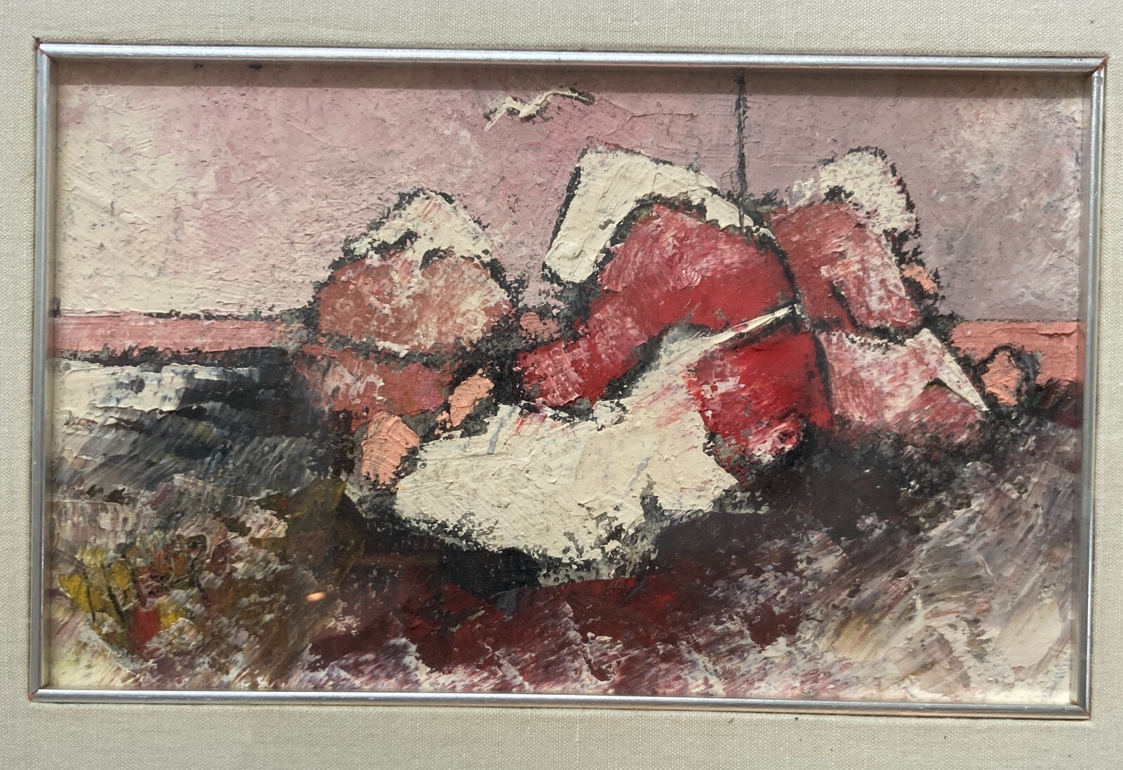 Mario Lupo, Donne In Attesa (1970)   Pittura A Olio Su Tela