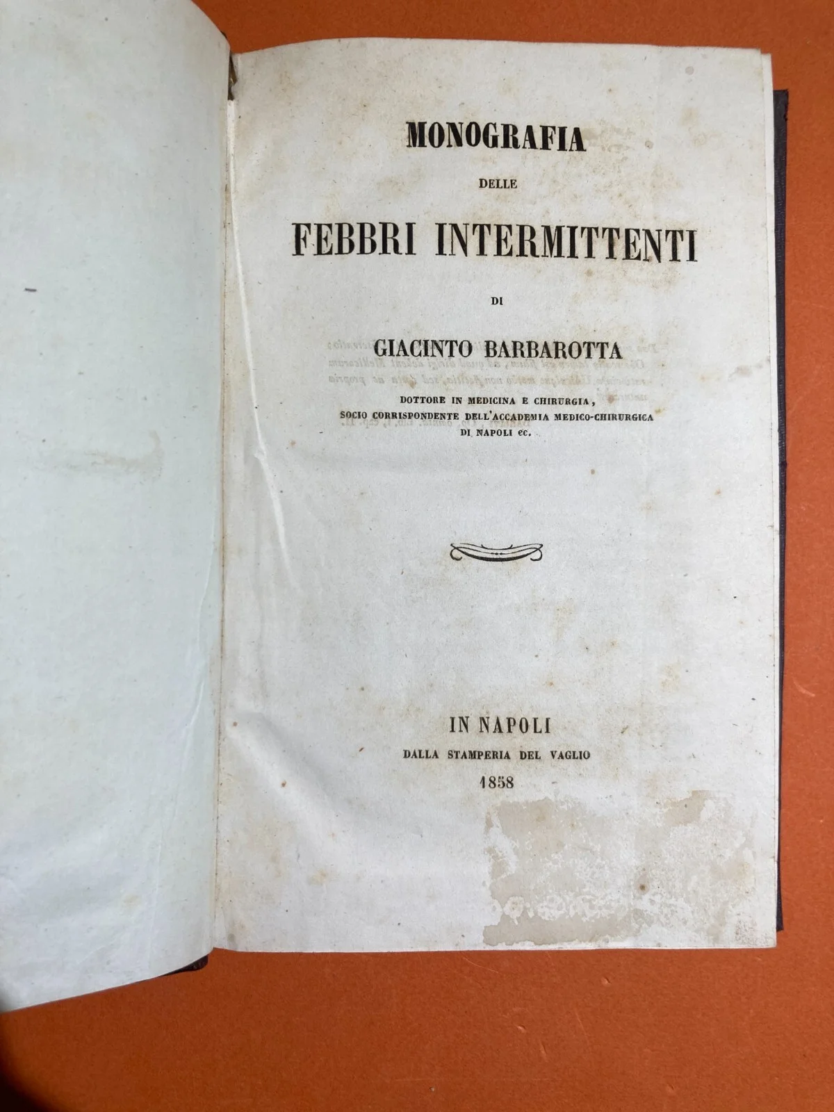 Medicina: Febbri Perniciose, Colera e Casi Clinici a Vasto (abruzzo). Opere di Giacinto Barbarotta, 1856 1858