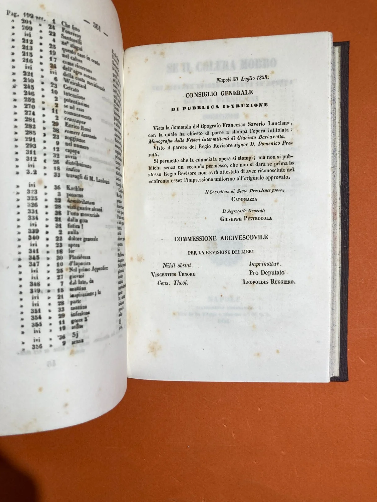 Medicina: Febbri Perniciose, Colera e Casi Clinici a Vasto (abruzzo). Opere di Giacinto Barbarotta, 1856 1858