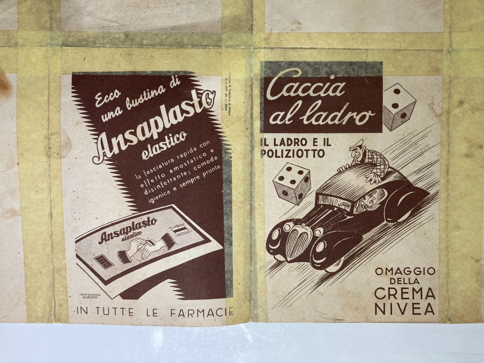 Gioco Di Percorso: Caccia Al Ladro   Pubblicitario Crema Nivea (1940)