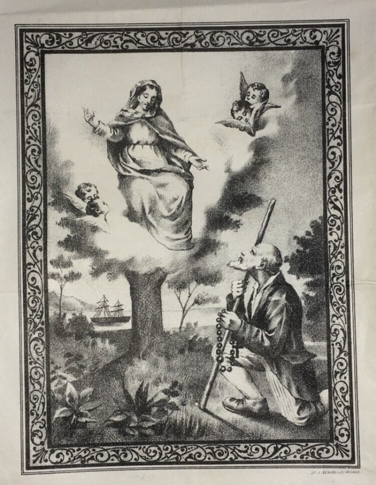 Abruzzo, Casalbordino: Antica Stampa Popolare Devozionale Della Madonna Dei Miracoli E Alessandro Muzio