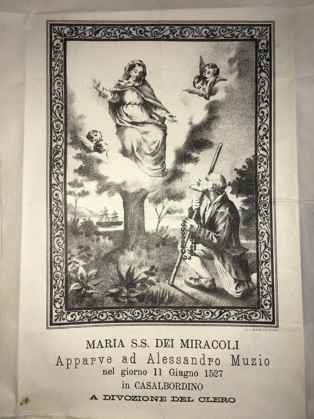 Abruzzo, Casalbordino: Antica Stampa Popolare Devozionale Della Madonna Dei Miracoli E Alessandro Muzio