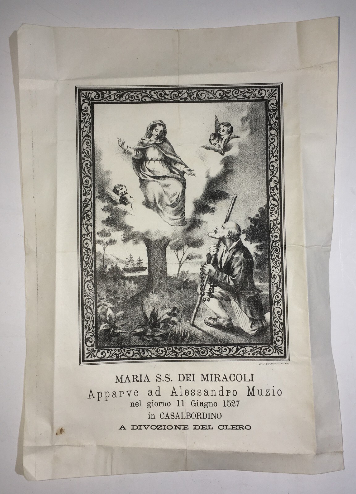 Abruzzo, Casalbordino: Antica Stampa Popolare Devozionale Della Madonna Dei Miracoli E Alessandro Muzio