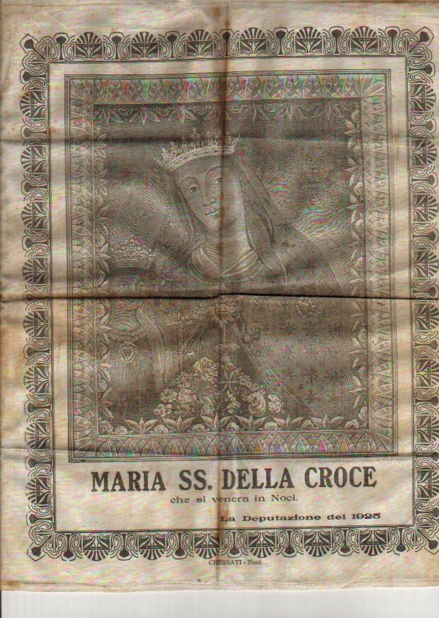 Arte Antica, Stampa Popolare Devozionale: Puglia, Noci, Madonna Della Croce Su Tessuto