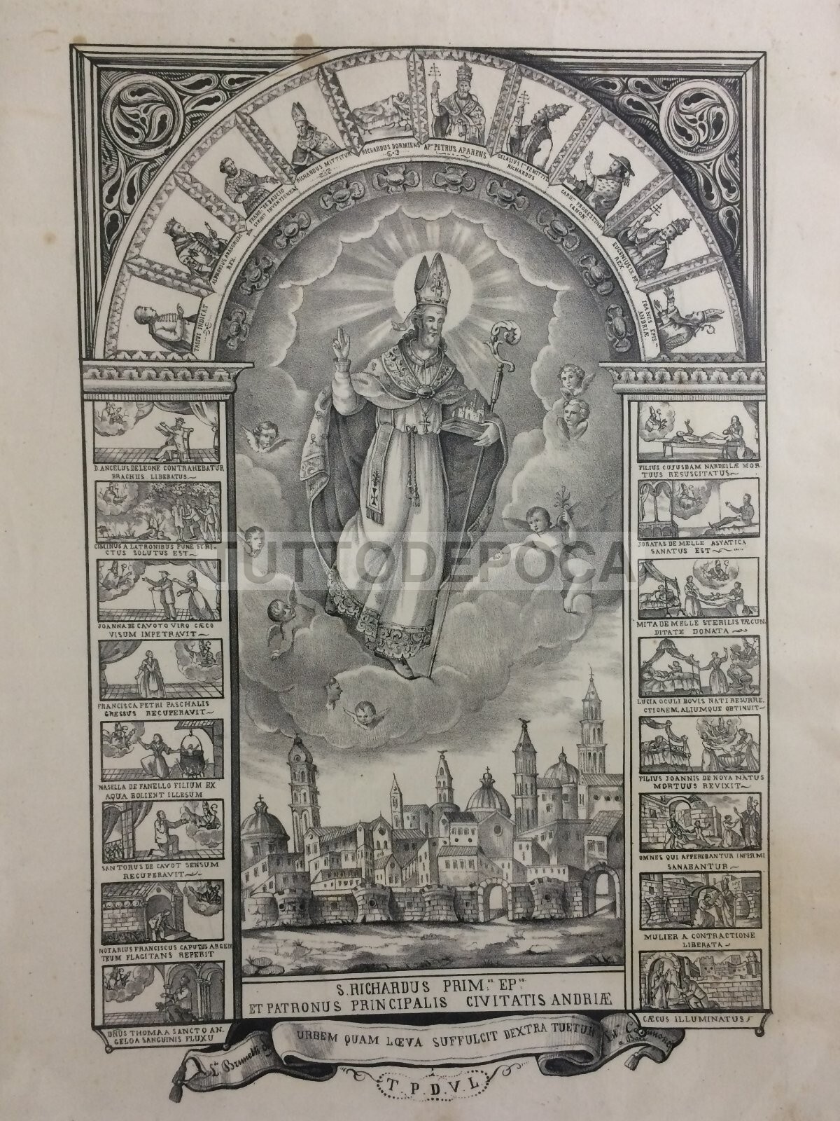 Arte Antica: Stampa Popolare Devozionale Di San Riccardo, Patrono Di Andria