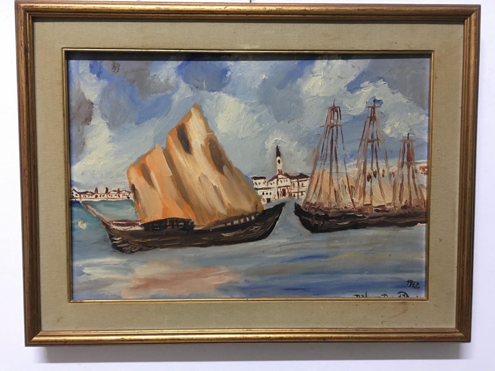 Franz Dunkl   Veduta Di San Giorgio A Venezia   Dipinto Ad Olio   1978
