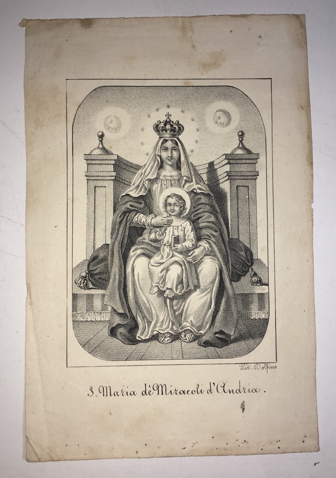 Stampa Popolare Devozionale: S. Maria De' Miracoli d'Andria, Puglia