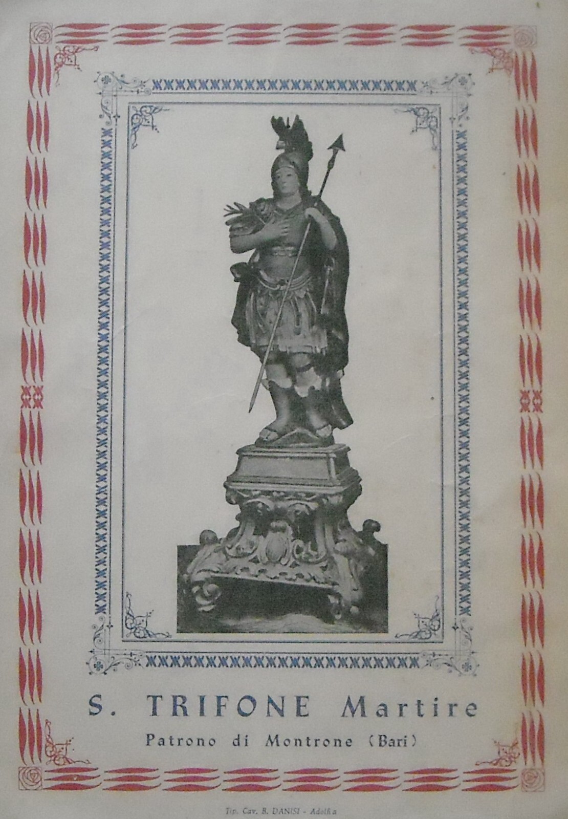 San Trifone Martire, Patrono Di Montrone: Antica Stampa Popolare, Tipografia Danisi