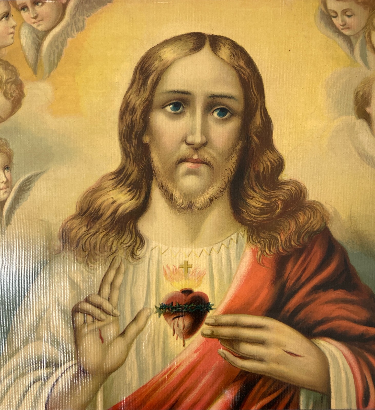 Stampa Devozionale: Cuore Di Gesù Con Angeli