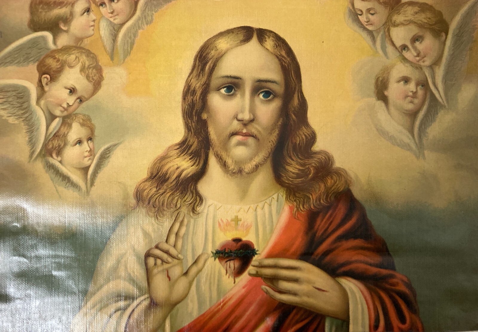 Stampa Devozionale: Cuore Di Gesù Con Angeli