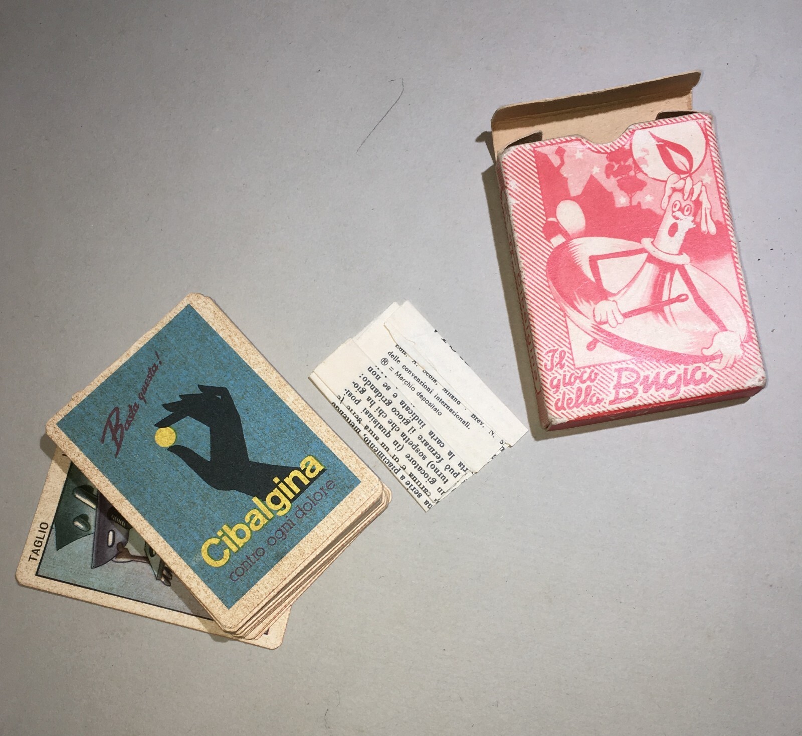 Ciba Cibalgina: Carte Da Gioco Pubblicitarie "Il Gioco Della Bugia" (1947)