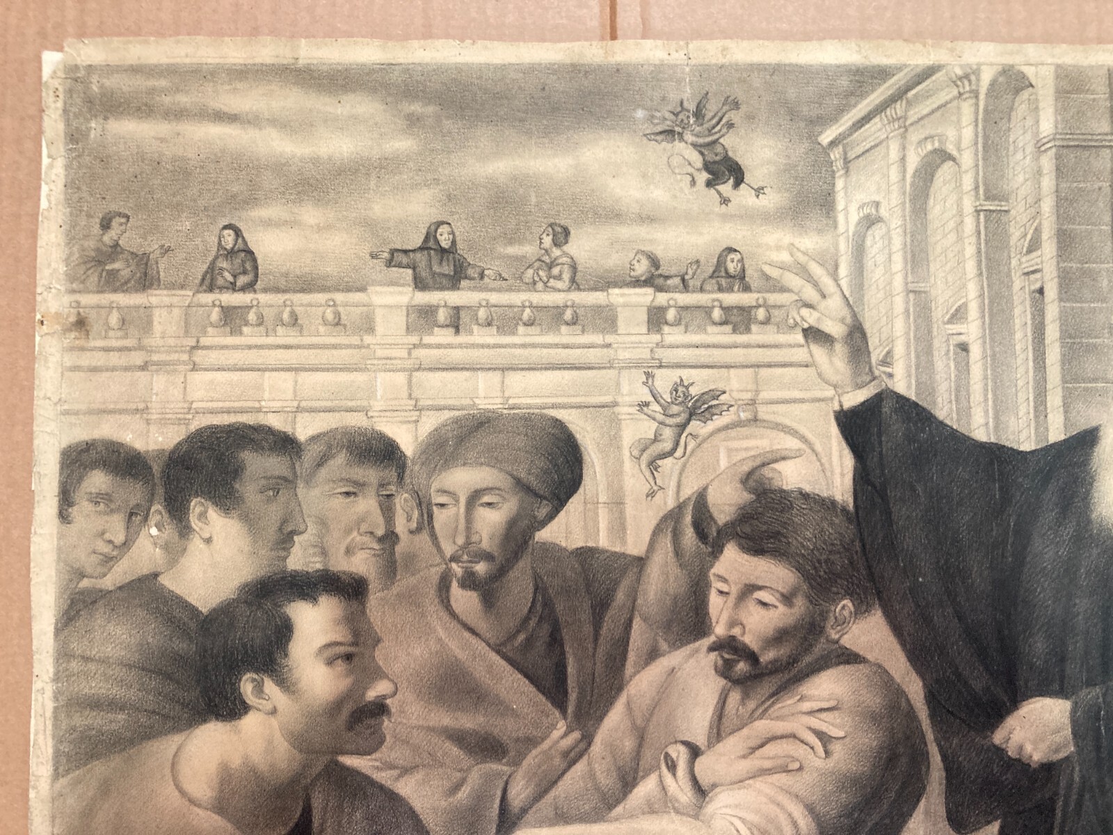 San Benedetto Esorcizza Un Frate Ossesso, Disegno Ispirato A Francesco Guarino