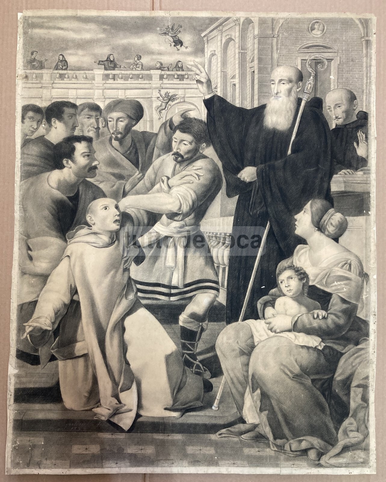 San Benedetto Esorcizza Un Frate Ossesso, Disegno Ispirato A Francesco Guarino