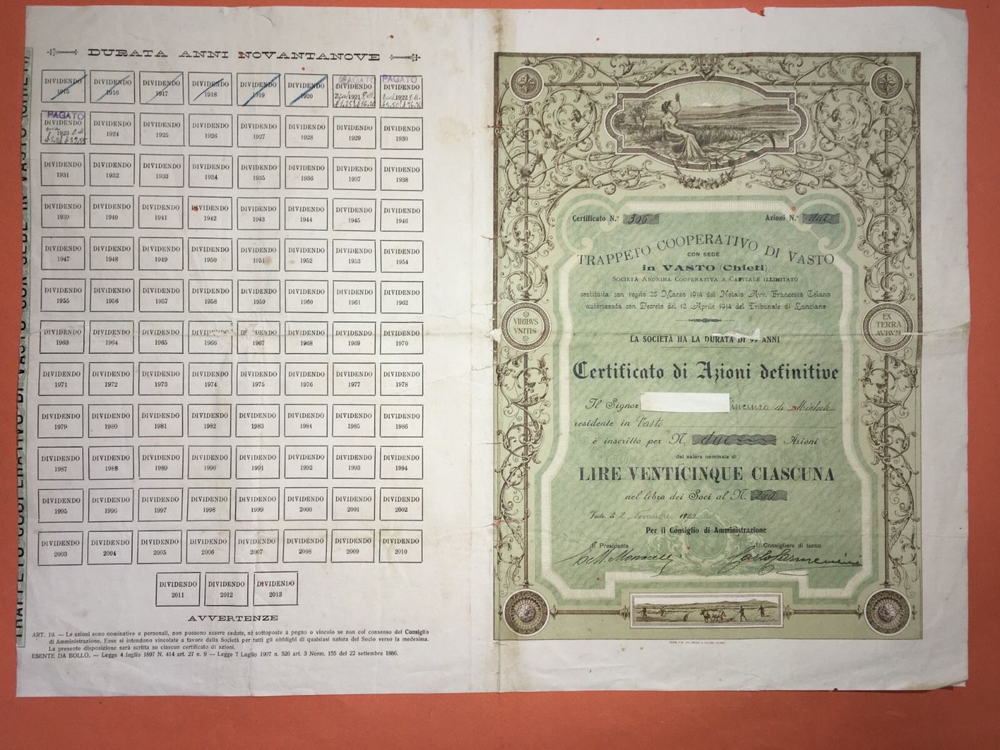 Abruzzo, Vasto: Agricoltura, Olivicoltura, Molitura Olive, Trappeto Oleificio, 1920