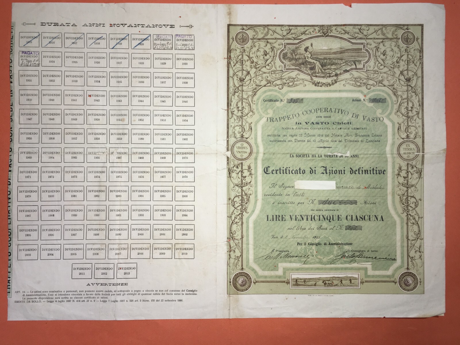 Abruzzo, Vasto: Agricoltura, Olivicoltura, Molitura Olive, Trappeto Oleificio, 1920