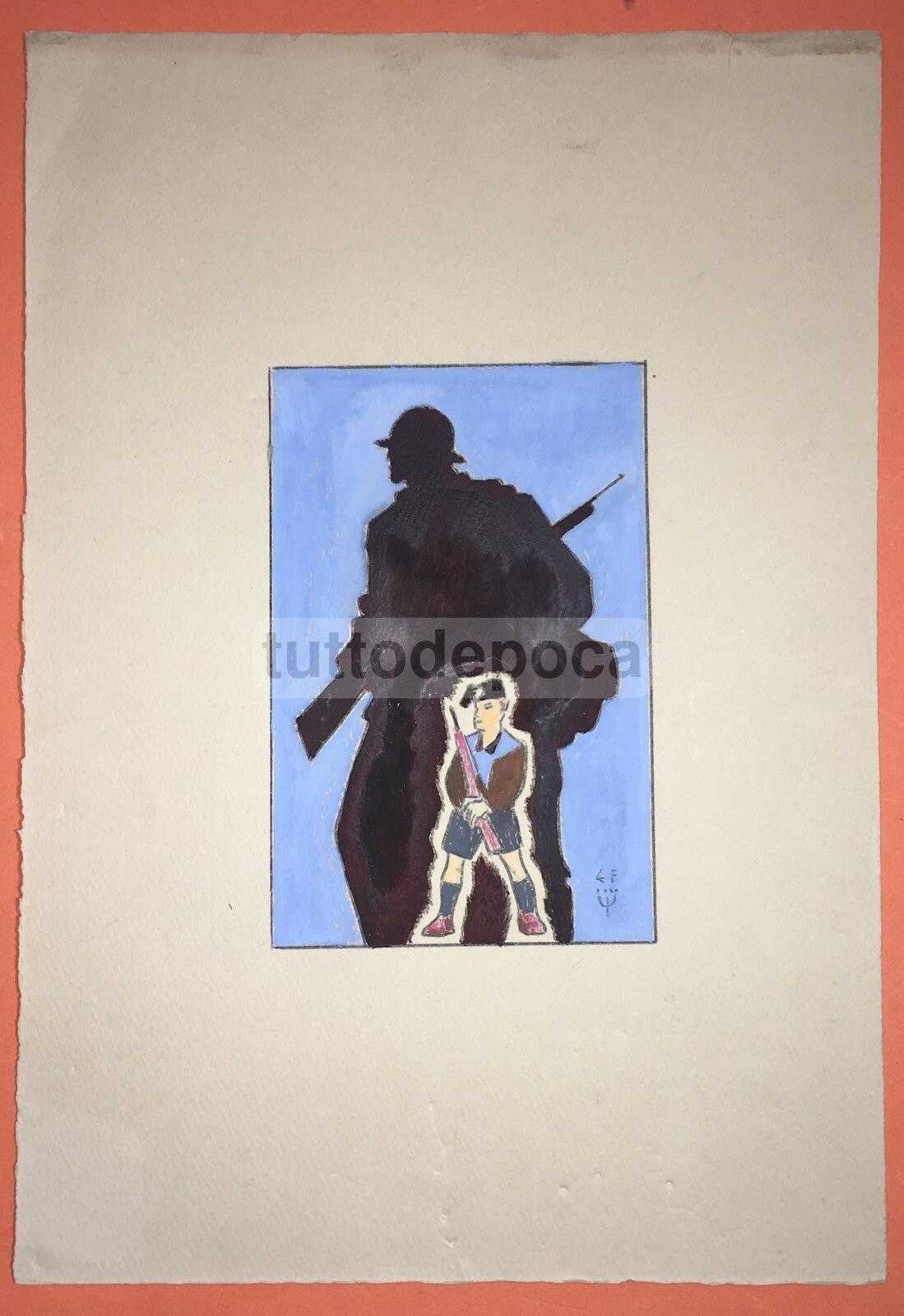 Arte Del Novecento   Militaria   Fascismo   Balilla   Bozzetto Originale