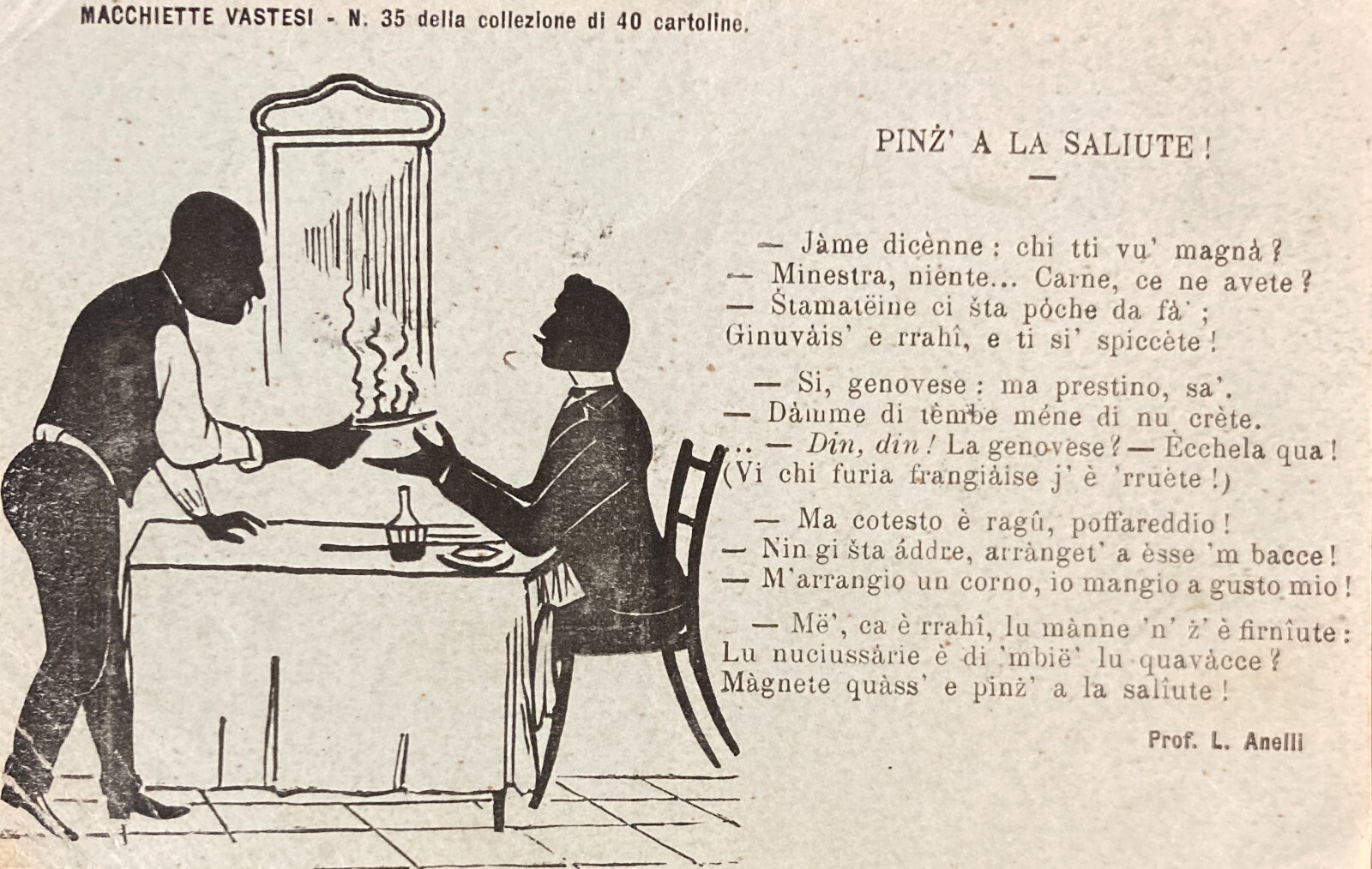 Abruzzo, Vasto: Folklore, Dialetto, Vignetta Artistica Del Prof. Anelli, Cartolina 1919