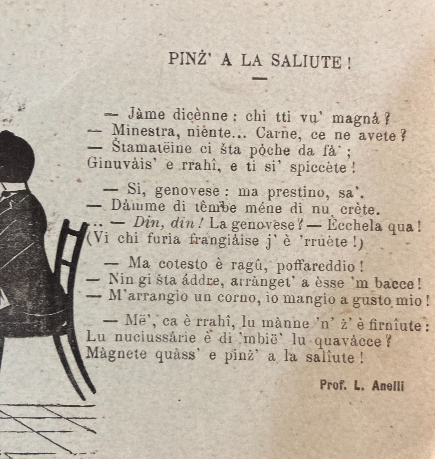 Abruzzo, Vasto: Folklore, Dialetto, Vignetta Artistica Del Prof. Anelli, Cartolina 1919