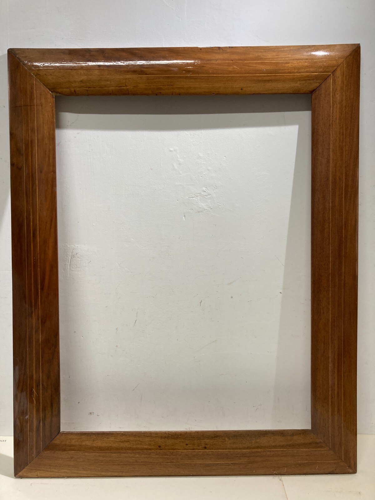 Antica Cornice In Legno Massello Con Filettatura Ad Intarsio