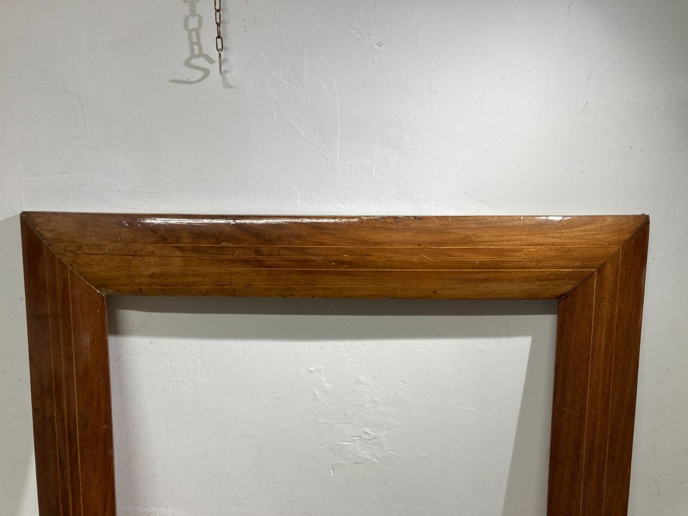 Antica Cornice In Legno Massello Con Filettatura Ad Intarsio