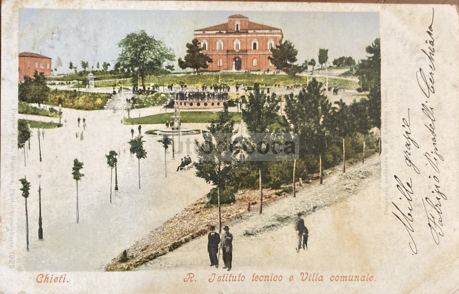 Abruzzo, Chieti: Antica Veduta Dell'Istituto Tecnico E Della Villa Comunale