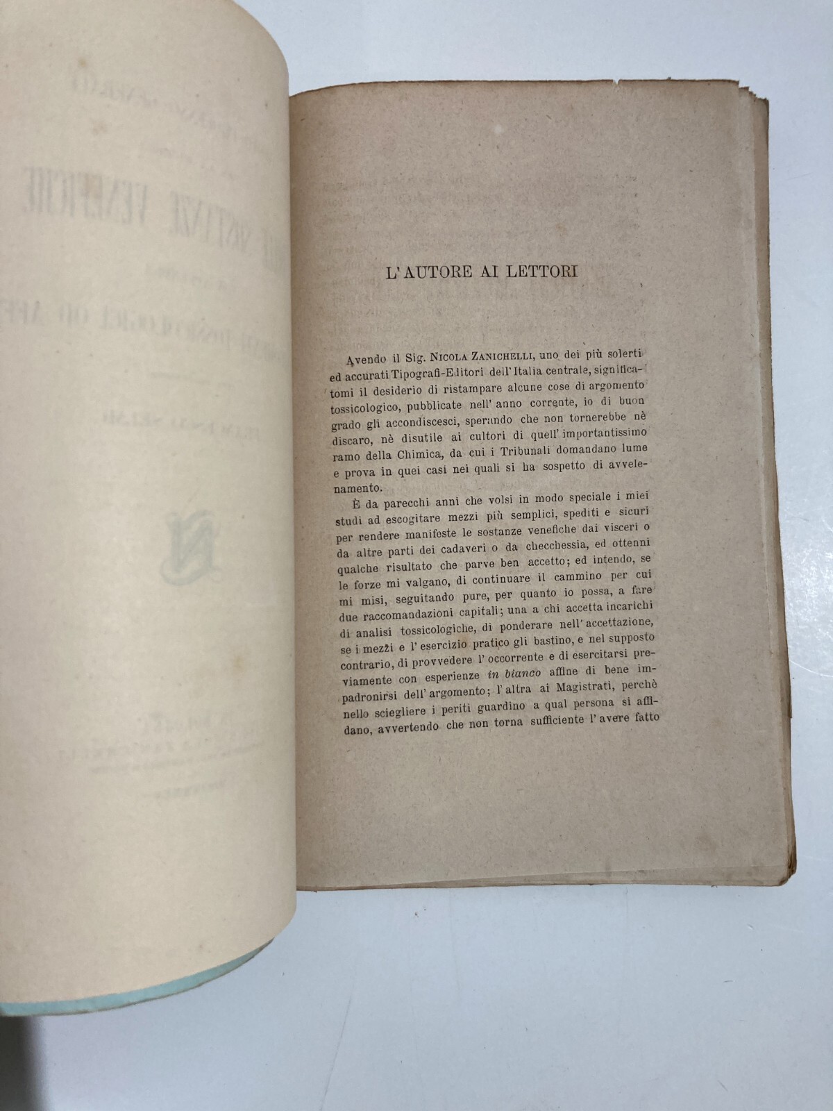 Chimica, Sostanze Venefiche E Tossicologia: Veleni E Arsenico   Francesco Selmi (1875)