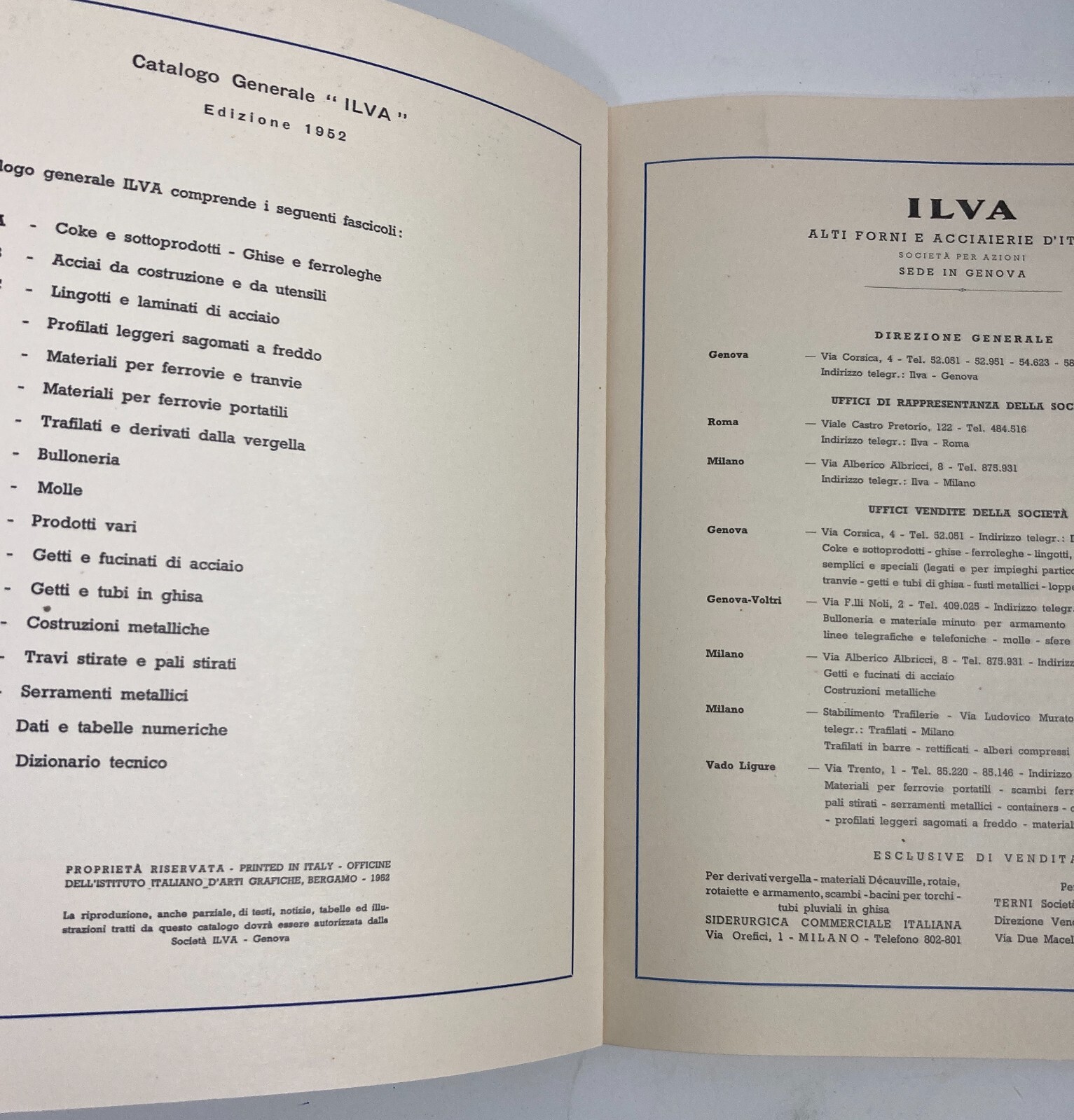 Catalogo Pubblicitario Ilva: Serramenti, Infissi, Edilizia, Alti Forni E Acciaieria